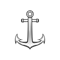 Retro style anchor on white background on white background. Design element for logo, label, emblem, sign. Vector illustration
