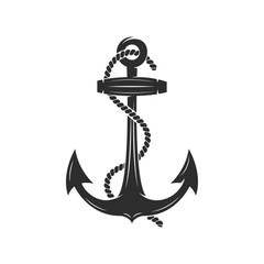 Retro style anchor on white background on white background. Design element for logo, label, emblem, sign. Vector illustration