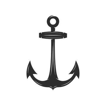 Retro style anchor on white background on white background. Design element for logo, label, emblem, sign. Vector illustration