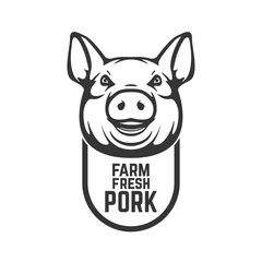Pork meat label on white background. Design element for logo, label, emblem, sign. Vector illustration