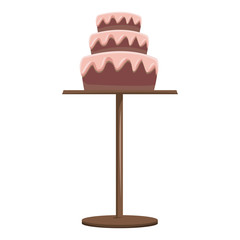 wedding cake and pedestal sweet food vector illustration