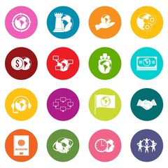 Global connections icons many colors set