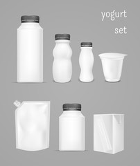 White empty bottle for yogurt. Packaging for sour cream, sauce and juice