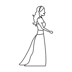 beautiful wedding bride in dress ceremony vector illustration