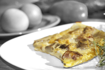 omelette edge on monochrome background