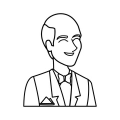 portrait happy groom in a wedding suit laughing vector illustration