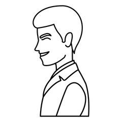 portrait happy groom in a wedding suit laughing vector illustration