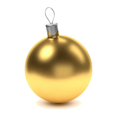 Realistic golden christmas ball on a white background, vector illustration