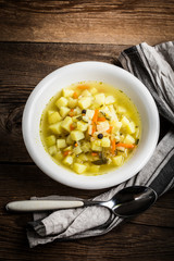 Cucumber soup with vegetables.