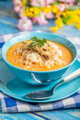 Tomato soup with rice.