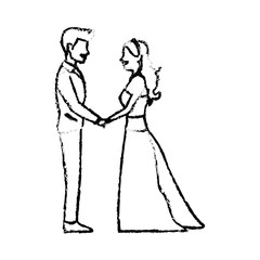 Fototapeta na wymiar cute wedding couple holding hand lovely vector illustration
