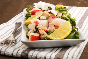 seafood salat on a plate