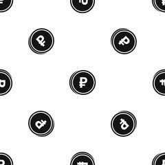 Coin ruble pattern seamless black