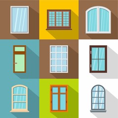 Retro windows icons set, flat style