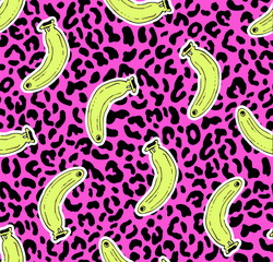 seamless leopard banana pattern
