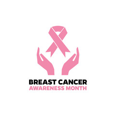 Breast cancer awareness month emblems on white background. Design element for logo, label, emblem, sign. Vector illustration