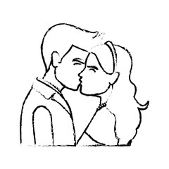 romantic couple wedding woman and man kissing vector illustration