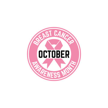 Breast cancer awareness month emblems on white background. Design element for logo, label, emblem, sign. Vector illustration