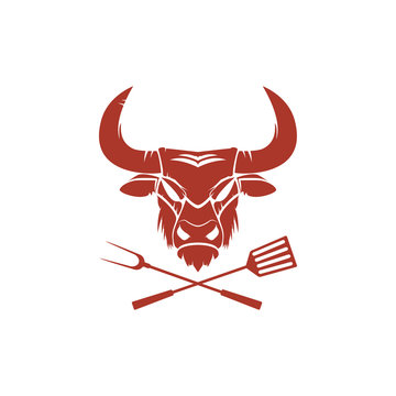 Fresh beef emblem on white background on white background. Design element for logo, label, emblem, sign. Vector illustration