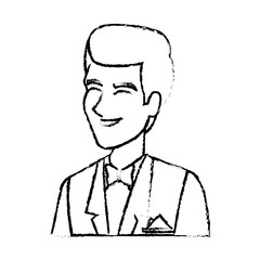 portrait happy groom in a wedding suit laughing vector illustration