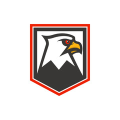 Eagle head emblem on white background. Design element for logo, label, emblem, sign. Vector illustration
