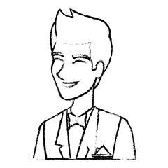portrait happy groom in a wedding suit laughing vector illustration