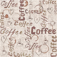Sketch old newspaper coffee background