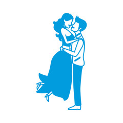 couple groom carries bride in arms wedding ceremony vector illustration