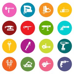 Electric tools icons many colors set