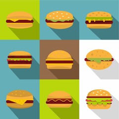 Fast food icons set, flat style