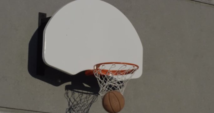 basketball swoosh in net - point from the side