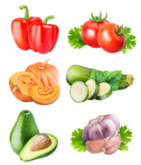 Collection of fresh vegetables on white background