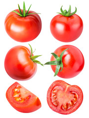 Collection of red tomatoes isolated on white backgroud