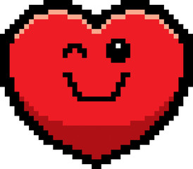 Winking 8-Bit Cartoon Heart