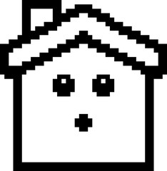 Fototapeta premium Surprised 8-Bit Cartoon House