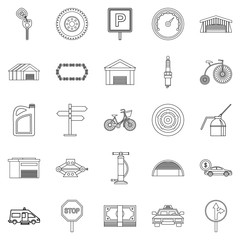Receptacle icons set, outline style