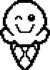 Winking 8-Bit Cartoon Ice Cream
