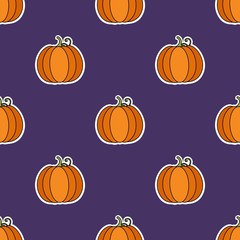 Seamless autumn background with pumpkin orange, beige, brown and yellow. Ideal for Wallpaper, fabric, gift paper, pattern fills, background of web pages, autumn greeting cards.