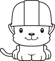 Cartoon Smiling Construction Worker Kitten