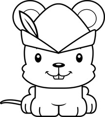 Cartoon Smiling Robin Hood Mouse