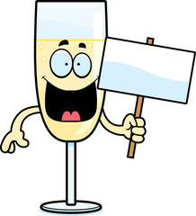 Cartoon Champagne Sign