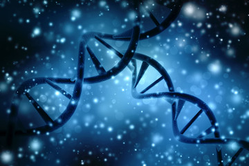 Concept of biochemistry with dna molecule isolated in digital background, 3d rendering