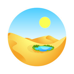 Vector drawing of an oasis in the desert