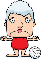 Cartoon Angry Beach Volleyball Player Woman