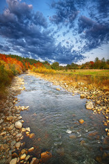 rocky shore of the river