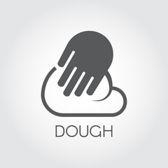 Graphic icon hands knead dough. Pictogram in flat design Preparation ingredient for pasta, pizza, bread, baked and other dishes. Cook vector label