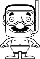 Cartoon Smiling Snorkeler Man
