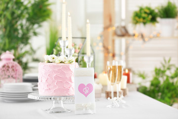 Beautiful table served for lesbian wedding