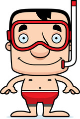 Cartoon Smiling Snorkeler Man