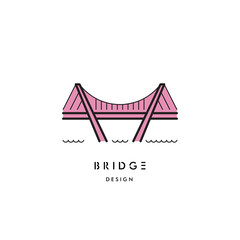 The logo with the image of the cable bridge. Vector logo of the bridge isolated on white background